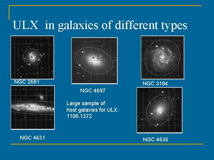 ULX in galaxies of different types NGC 2681 NGC 3184 NGC 4697 Large sample