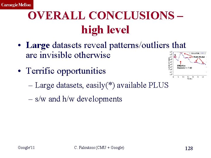 CMU SCS OVERALL CONCLUSIONS – high level • Large datasets reveal patterns/outliers that are