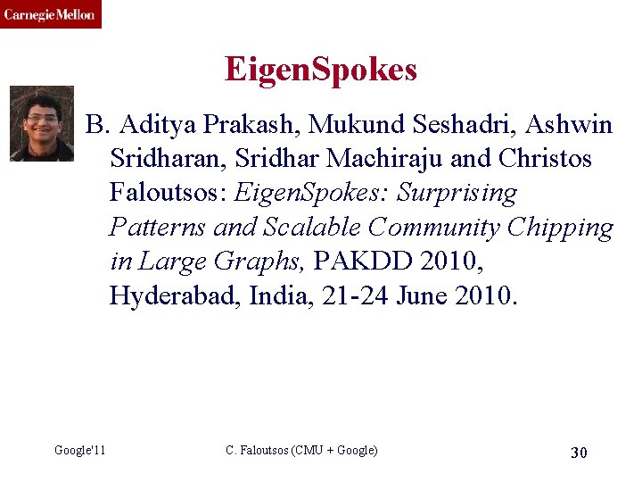CMU SCS Eigen. Spokes B. Aditya Prakash, Mukund Seshadri, Ashwin Sridharan, Sridhar Machiraju and