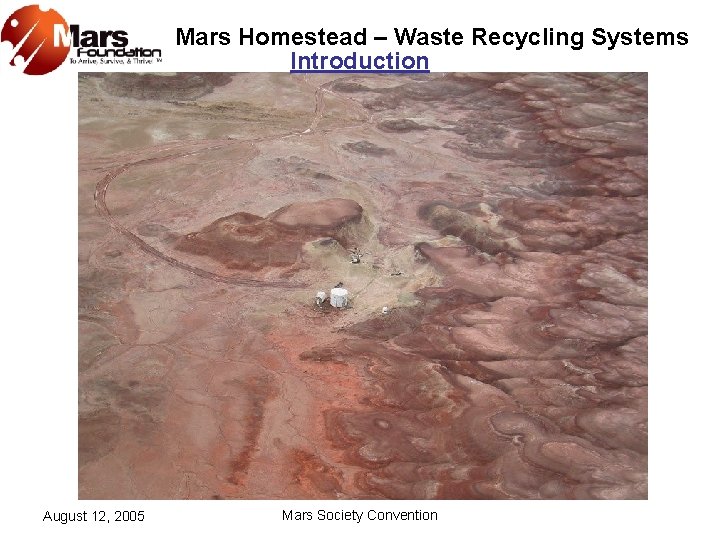 Mars Homestead – Waste Recycling Systems Introduction August 12, 2005 Mars Society Convention 