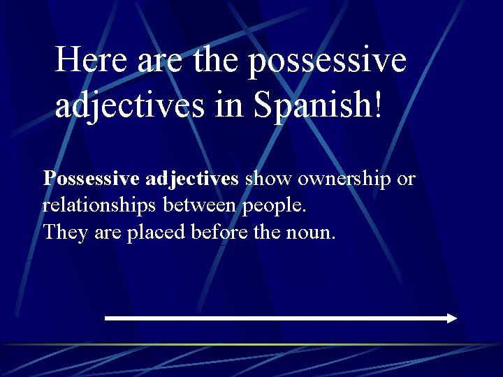 Here are the possessive adjectives in Spanish! Possessive adjectives show ownership or relationships between