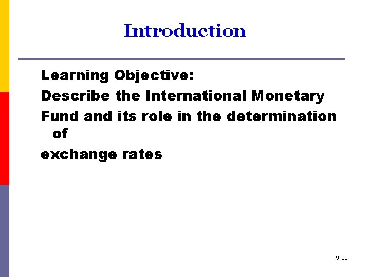 Introduction Learning Objective: Describe the International Monetary Fund and its role in the determination