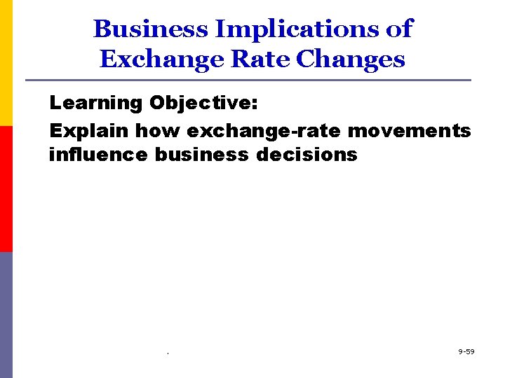 Business Implications of Exchange Rate Changes Learning Objective: Explain how exchange-rate movements influence business