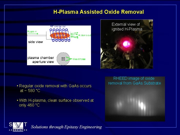 H-Plasma Assisted Oxide Removal External view of ignited H-Plasma • Regular oxide removal with