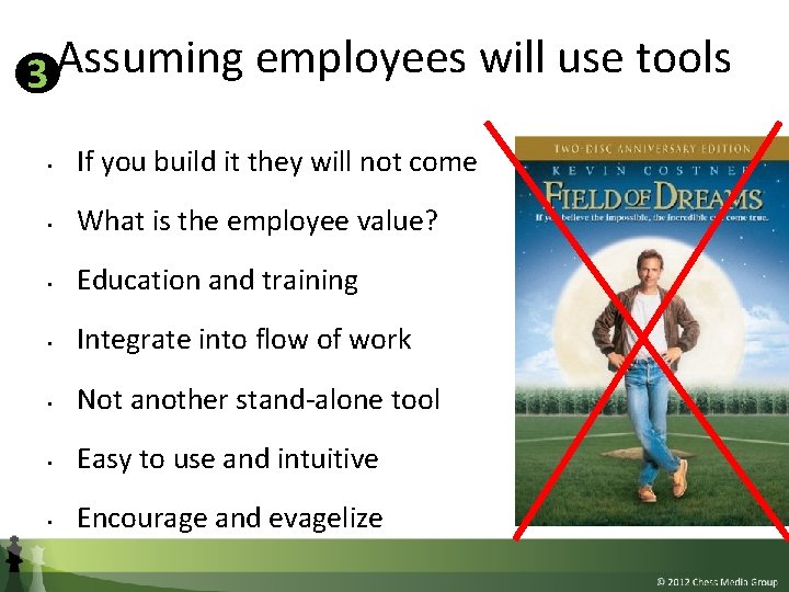 Assuming employees will use tools 3 • If you build it they will not