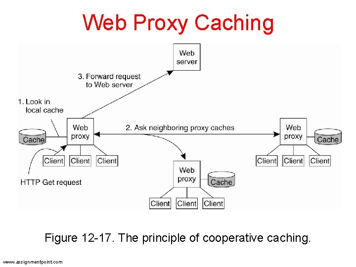 Web Proxy Caching Figure 12 -17. The principle of cooperative caching. www. assignmentpoint. com Web Proxy Caching Figure 12 -17. The principle of cooperative caching. www. assignmentpoint. com