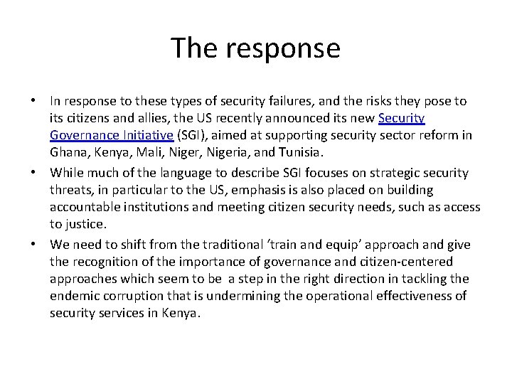 The response • In response to these types of security failures, and the risks