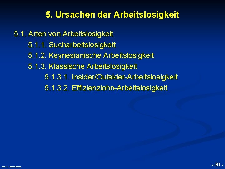 5. Ursachen der Arbeitslosigkeit © RAINER MAURER, Pforzheim 5. 1. Arten von Arbeitslosigkeit 5.