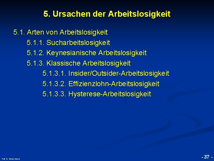 5. Ursachen der Arbeitslosigkeit © RAINER MAURER, Pforzheim 5. 1. Arten von Arbeitslosigkeit 5.