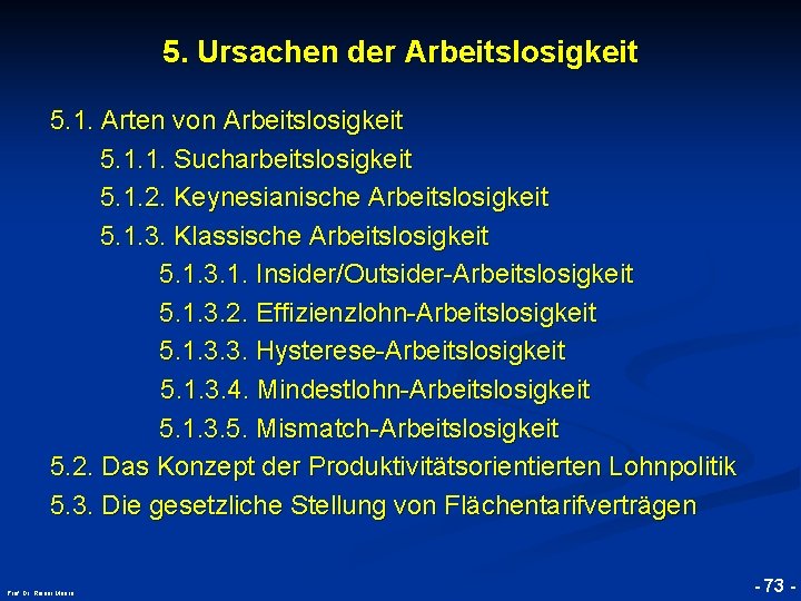 © RAINER MAURER, Pforzheim 5. Ursachen der Arbeitslosigkeit 5. 1. Arten von Arbeitslosigkeit 5.