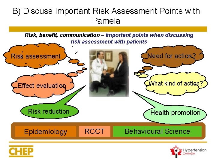 B) Discuss Important Risk Assessment Points with Pamela Risk, benefit, communication – important points B) Discuss Important Risk Assessment Points with Pamela Risk, benefit, communication – important points
