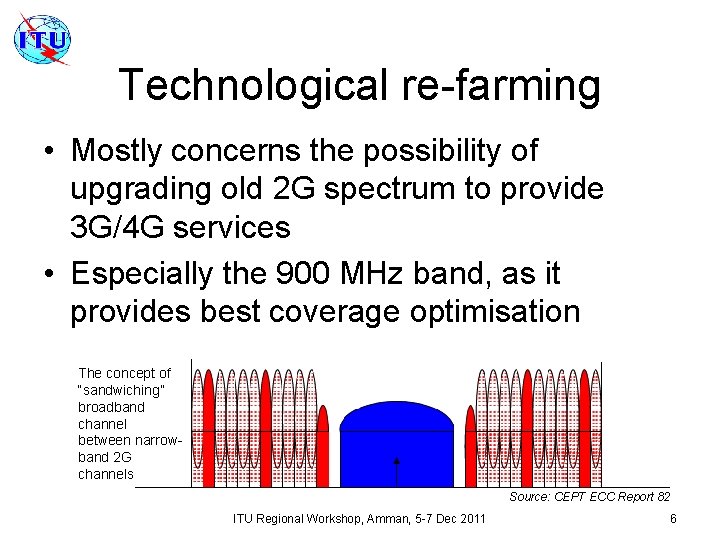 Technological re-farming • Mostly concerns the possibility of upgrading old 2 G spectrum to