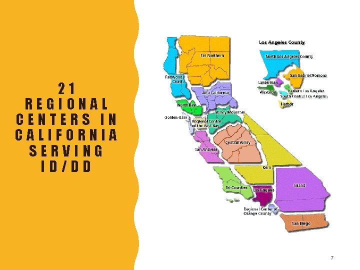 21 REGIONAL CENTERS IN CALIFORNIA SERVING ID/DD 7 