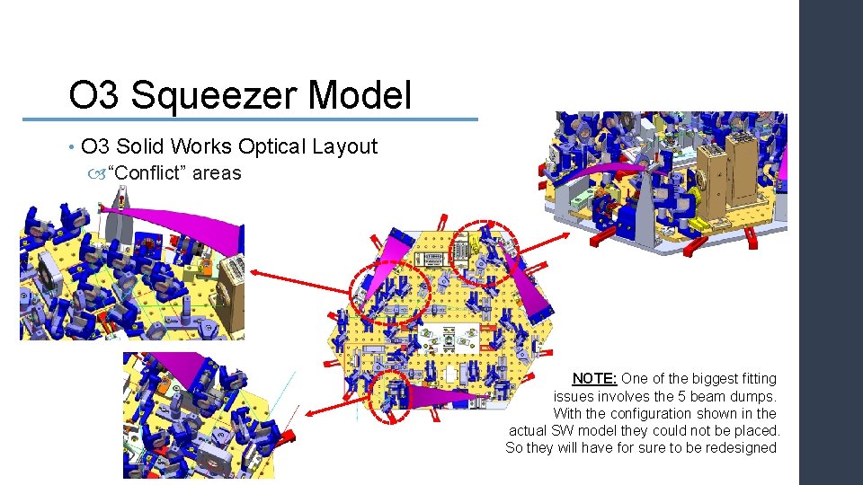 O 3 Squeezer Model • O 3 Solid Works Optical Layout “Conflict” areas NOTE: