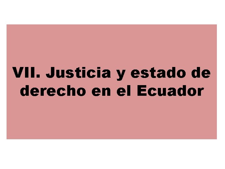 VII. Justicia y estado de derecho en el Ecuador 