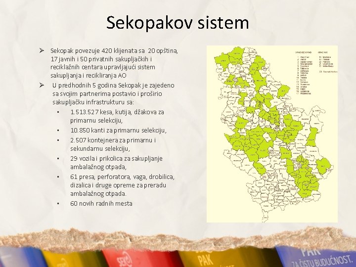 Sekopakov sistem Ø Sekopak povezuje 420 klijenata sa 20 opština, 17 javnih i 50