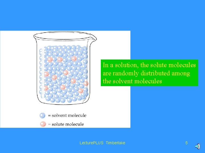 In a solution, the solute molecules are randomly distributed among the solvent molecules Lecture.