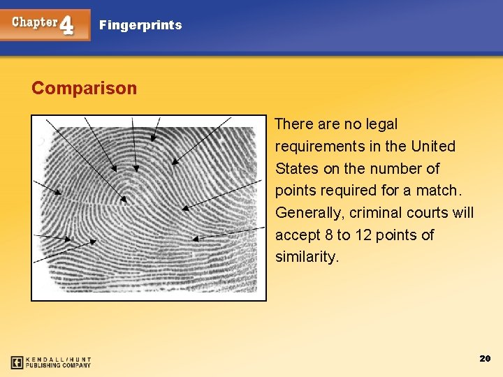 Fingerprints Comparison There are no legal requirements in the United States on the number