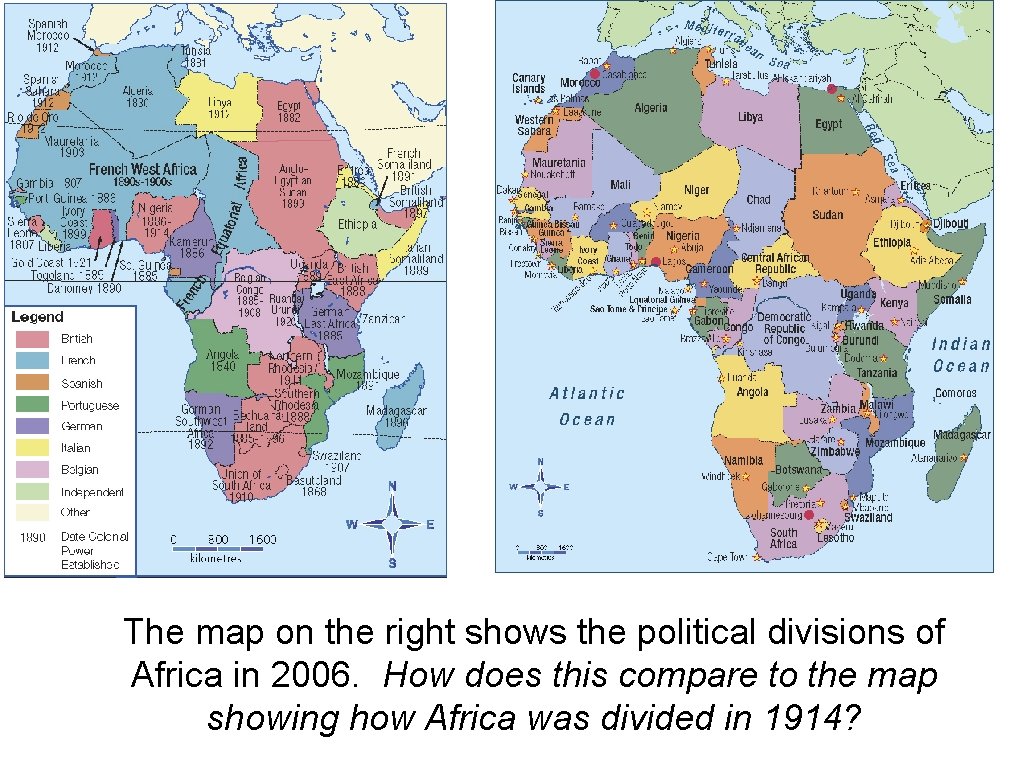 The map on the right shows the political divisions of Africa in 2006. How