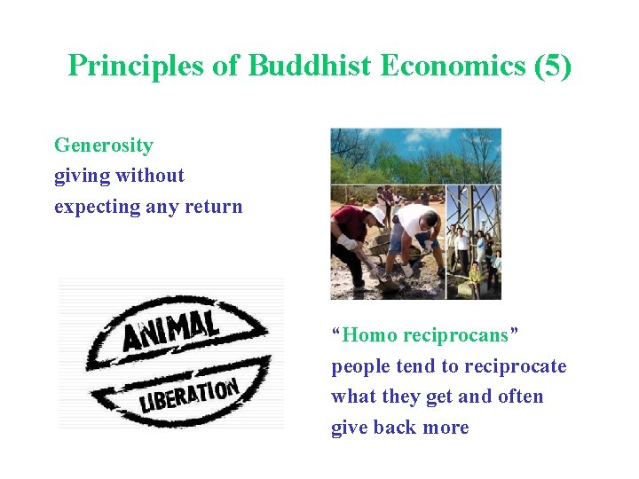 Principles of Buddhist Economics (5) Generosity giving without expecting any return “Homo reciprocans” people