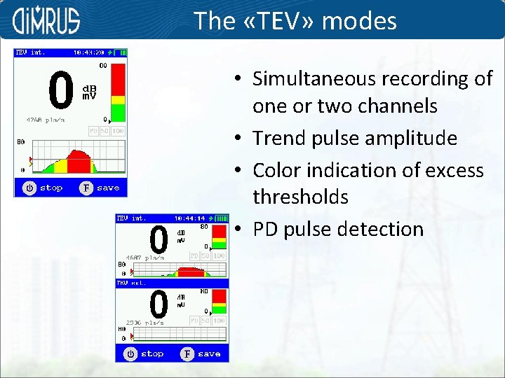 The «TEV» modes • Simultaneous recording of one or two channels • Trend pulse