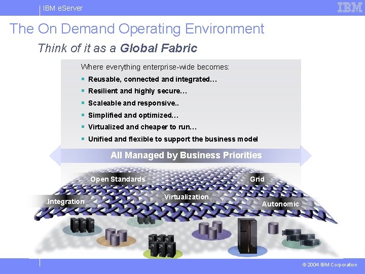 IBM e. Server The On Demand Operating Environment Think of it as a Global IBM e. Server The On Demand Operating Environment Think of it as a Global
