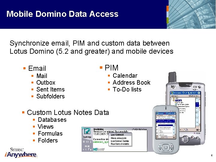 Mobile Domino Data Access Synchronize email, PIM and custom data between Lotus Domino (5.