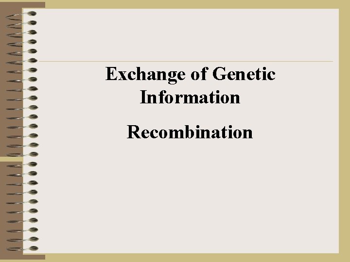 Exchange of Genetic Information Recombination 