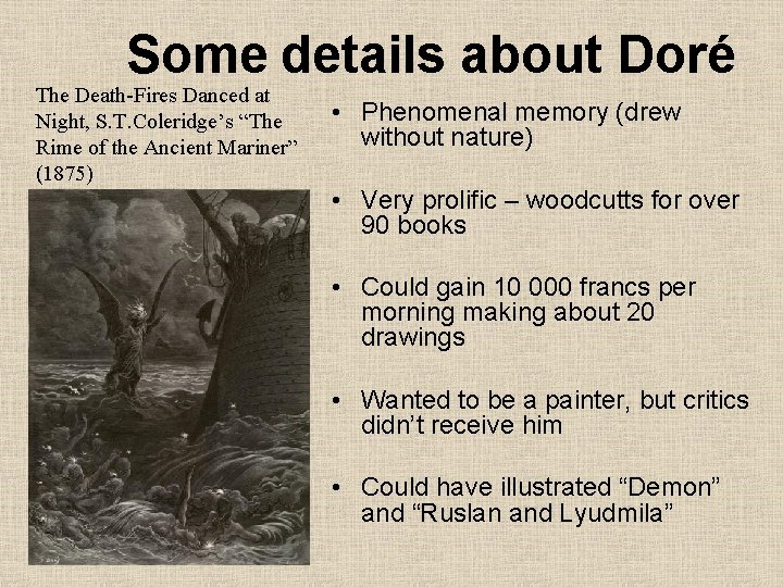 Some details about Doré The Death-Fires Danced at Night, S. T. Coleridge’s “The Rime