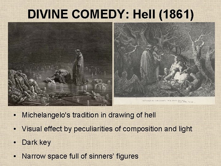 DIVINE COMEDY: Hell (1861) • Michelangelo's tradition in drawing of hell • Visual effect