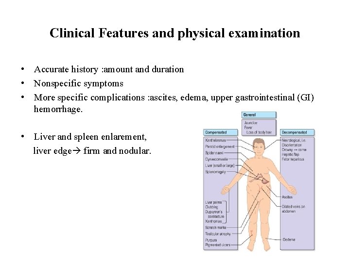 Clinical Features and physical examination • Accurate history : amount and duration • Nonspecific