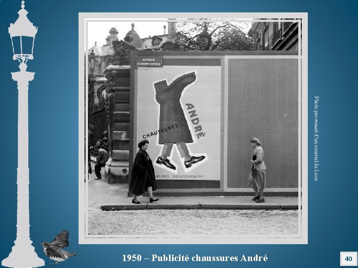 Photo provenant d’un courriel de Luce 40 1950 – Publicité chaussures André 