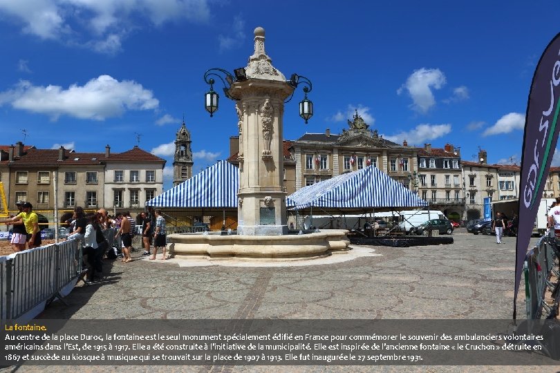 La fontaine. Au centre de la place Duroc, la fontaine est le seul monument