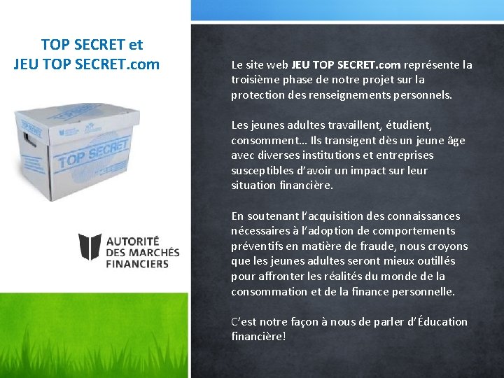 TOP SECRET et JEU TOP SECRET. com Le site web JEU TOP SECRET. com