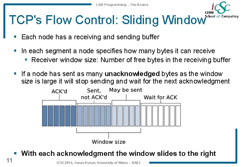 LAN Programming – The Basics TCP's Flow Control: Sliding Window § Each node has LAN Programming – The Basics TCP's Flow Control: Sliding Window § Each node has
