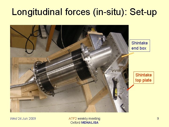 Longitudinal forces (in-situ): Set-up Shintake end box Shintake top plate Wed 24 Jun 2009