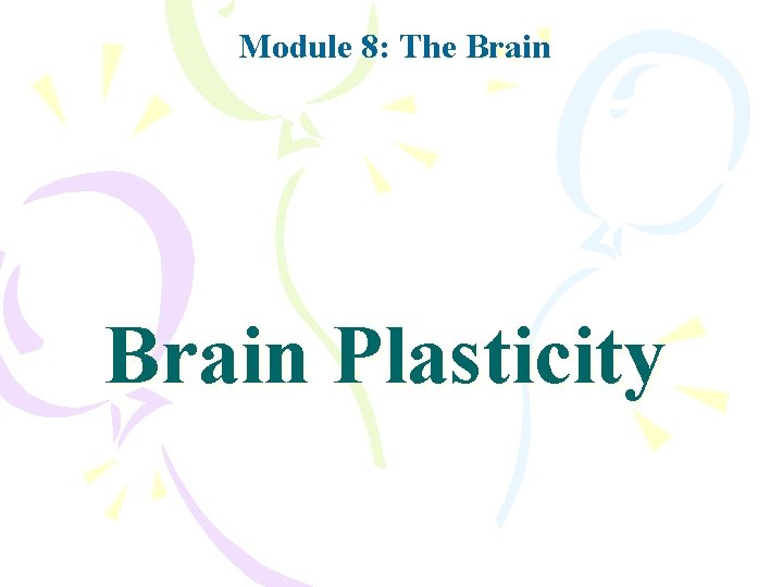 Module 8: The Brain Plasticity 