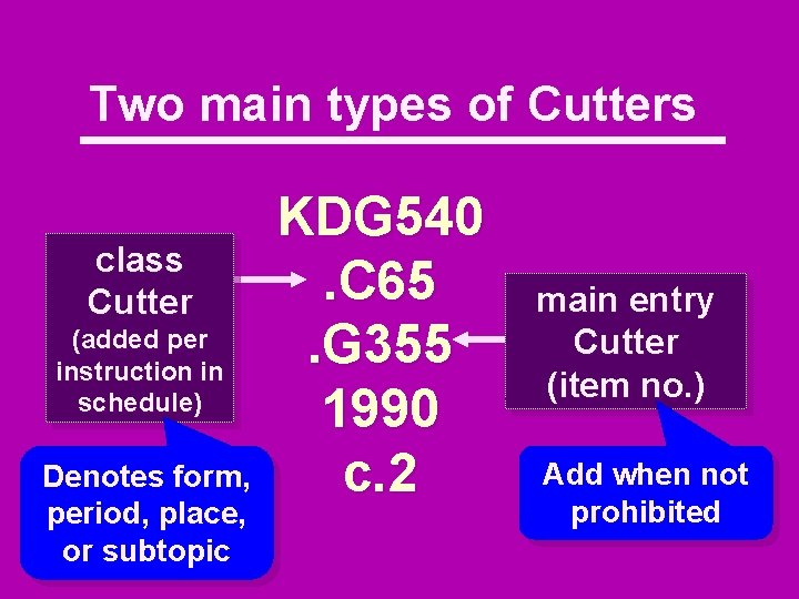 Two main types of Cutters class Cutter (added per instruction in schedule) Denotes form,