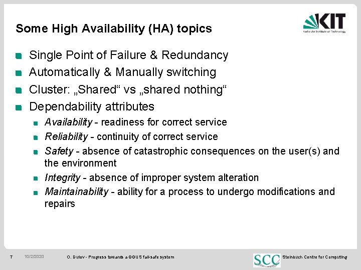 Some High Availability (HA) topics Single Point of Failure & Redundancy Automatically & Manually