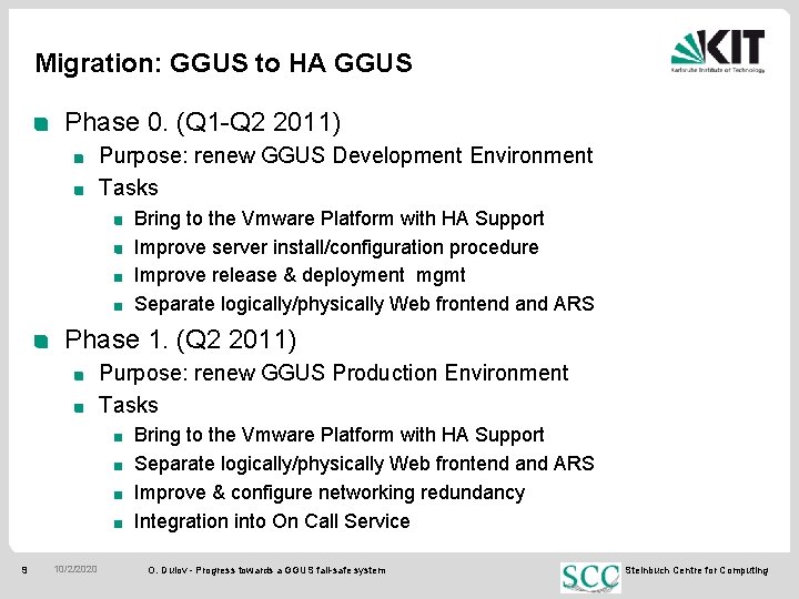 Migration: GGUS to HA GGUS Phase 0. (Q 1 -Q 2 2011) Purpose: renew