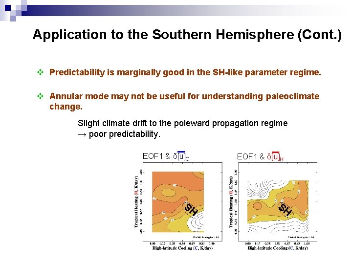 Application to the Southern Hemisphere (Cont. ) v Predictability is marginally good in the