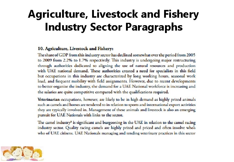 Agriculture, Livestock and Fishery Industry Sector Paragraphs 