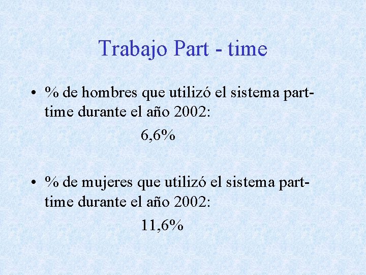 Trabajo Part - time • % de hombres que utilizó el sistema parttime durante