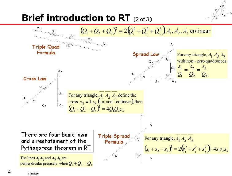 Brief introduction to RT Triple Quad Formula Spread Law Cross Law There are four