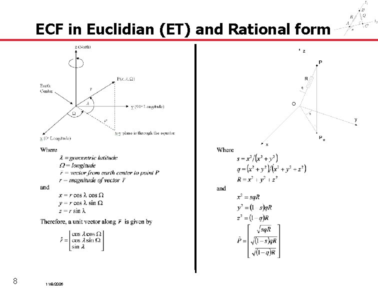 ECF in Euclidian (ET) and Rational form 8 11/8/2006 