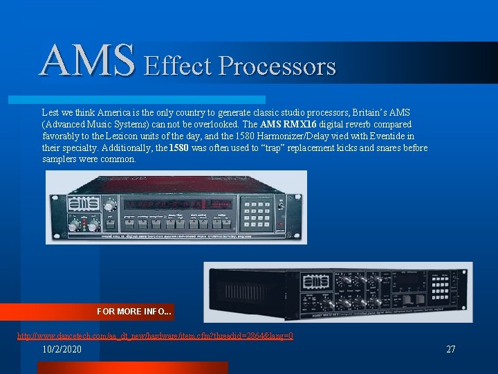 AMS Effect Processors Lest we think America is the only country to generate classic