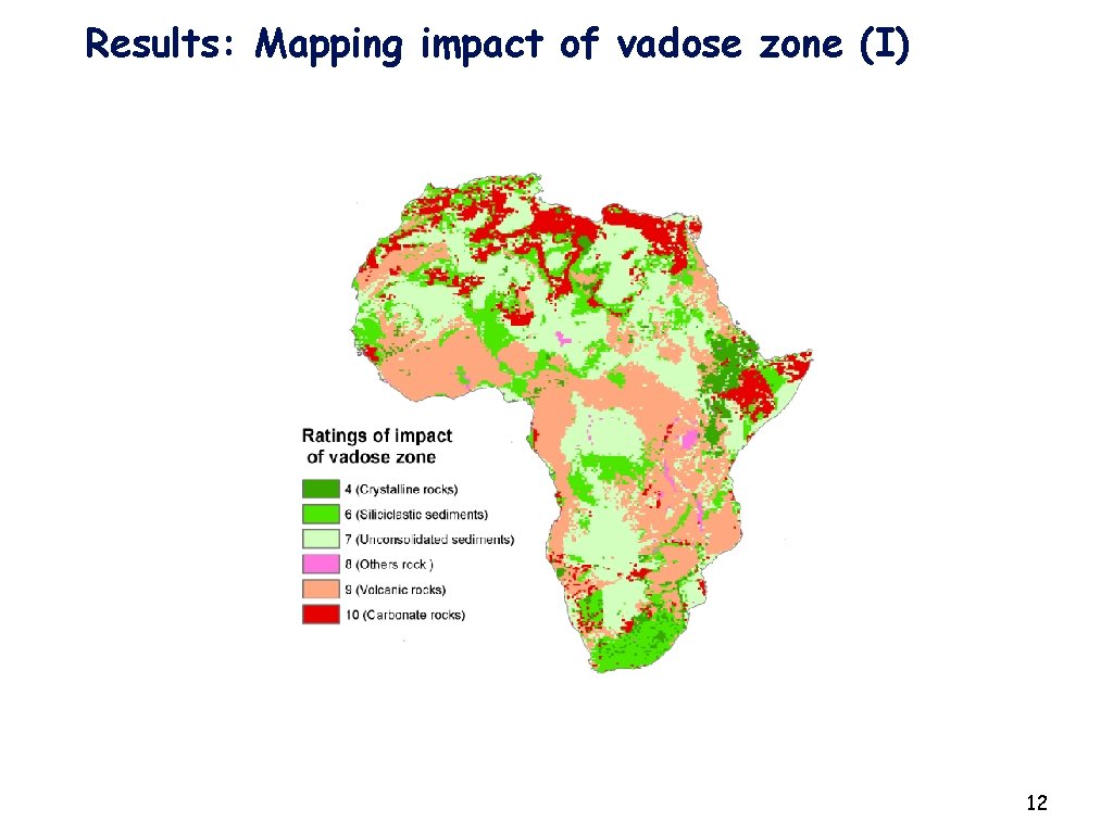 Results: Mapping impact of vadose zone (I) 12 