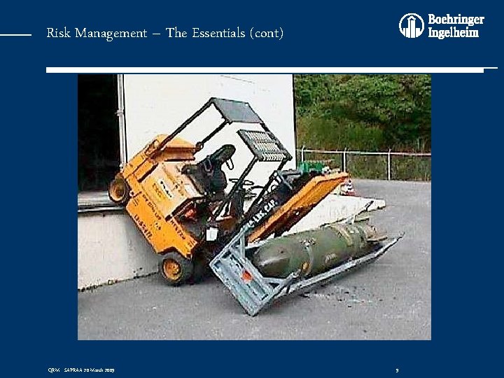 Risk Management – The Essentials (cont) QRM - SAPRAA 20 March 2009 9 