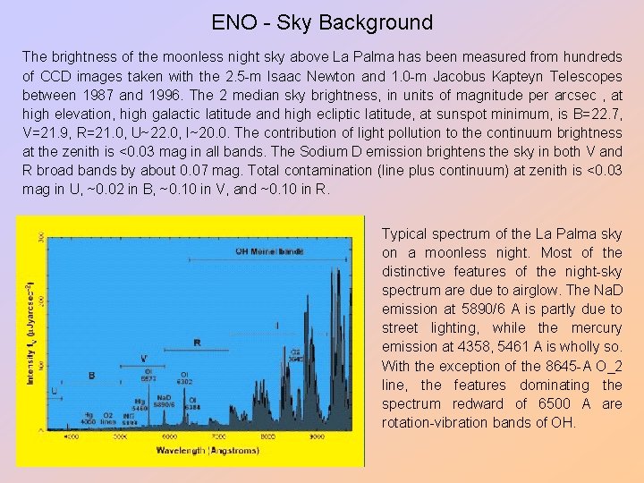 ENO - Sky Background The brightness of the moonless night sky above La Palma