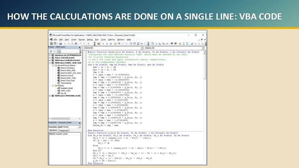 HOW THE CALCULATIONS ARE DONE ON A SINGLE LINE: VBA CODE 